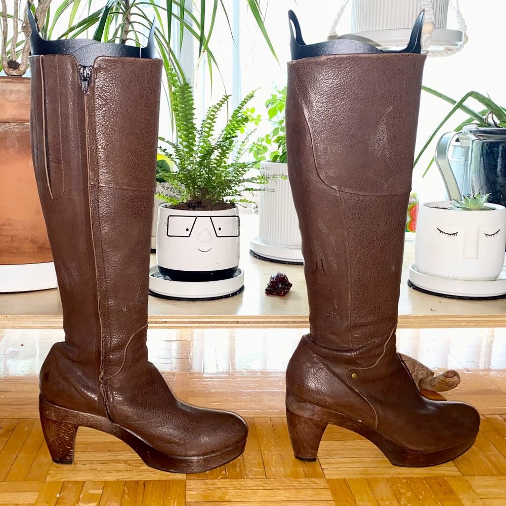 Coclico Leather Knee-High Boots – Brown, Size 39, 3.5" Heel, Made in Spain
